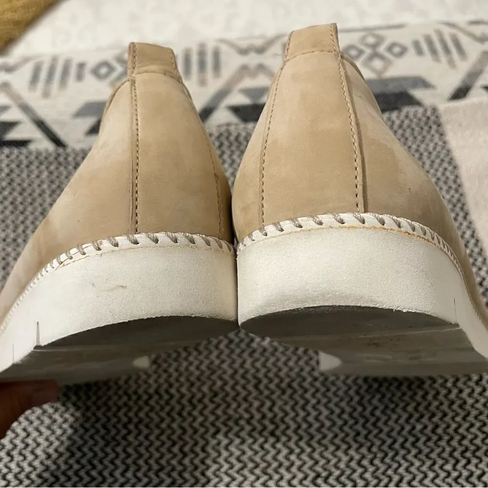 Paul Green Daniella Beige Suede/Patent Leather Cap Toe Slip On Shoes Sz-7(9-9.5)